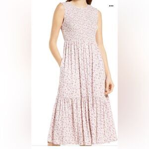 Treasure & Bond Smocked Sleeveless Midi Dress | Nordstrom XL